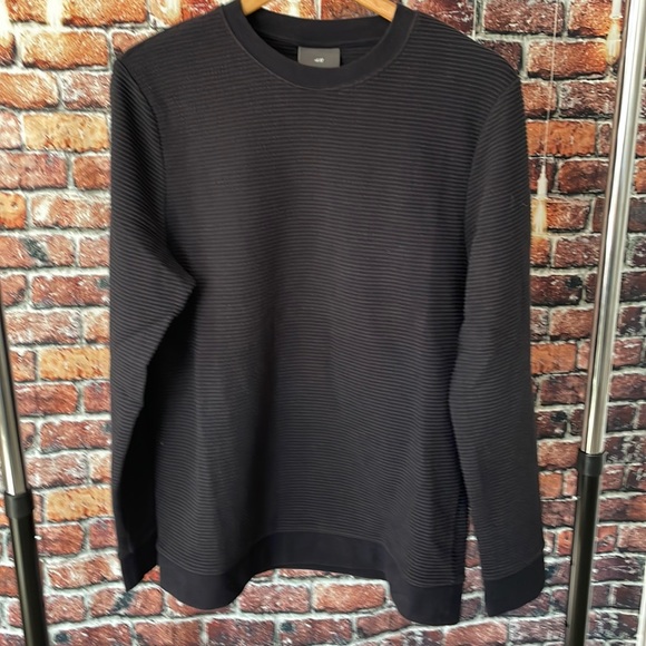 H&M men’s navy blue ribbed sweatshirt medium sleek business casual pullover - Picture 1 of 4